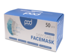 POD Disposable Face Masks, ASTM Level 3, 50 pcs/box