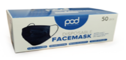 POD Disposable Face Masks, Black, 50 pcs/box