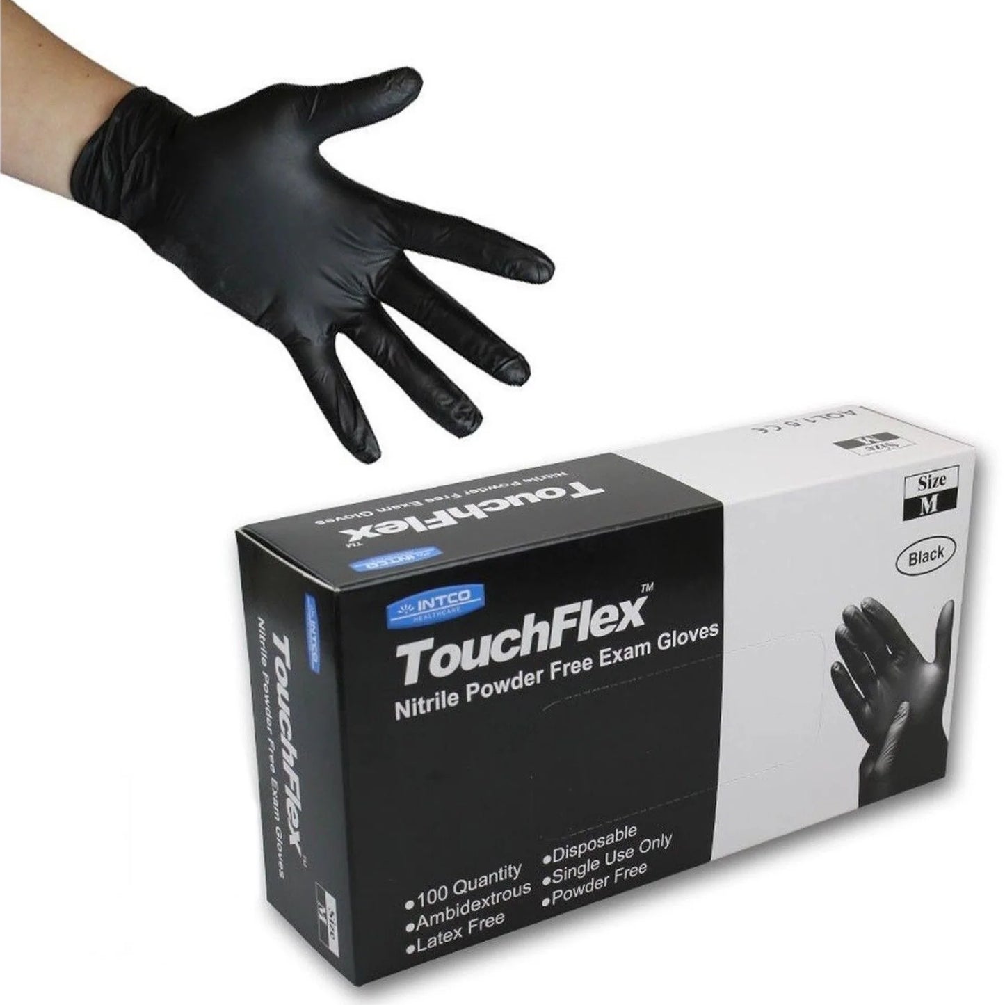 INTCO TouchFlex Black Nitrile Examination Gloves (5MIL)