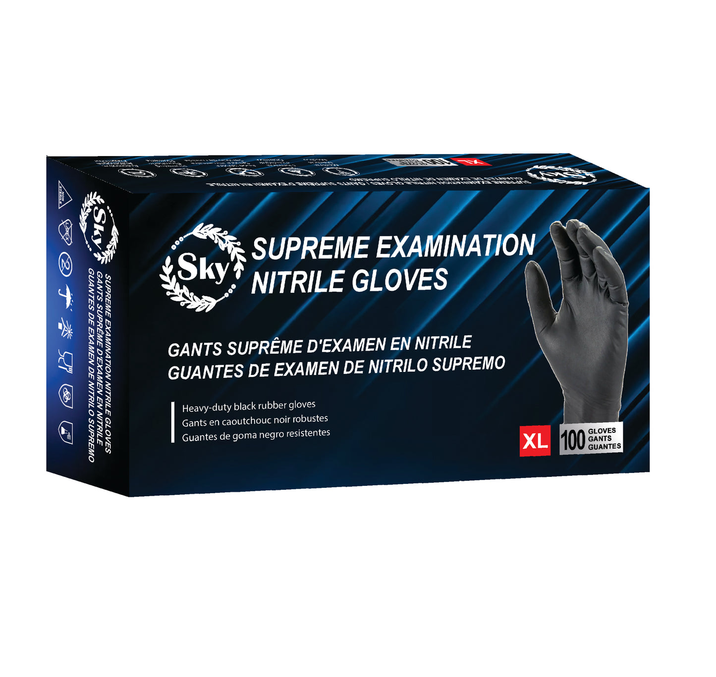 SKY SUPREME Black Examination Nitrile Gloves (5MIL)