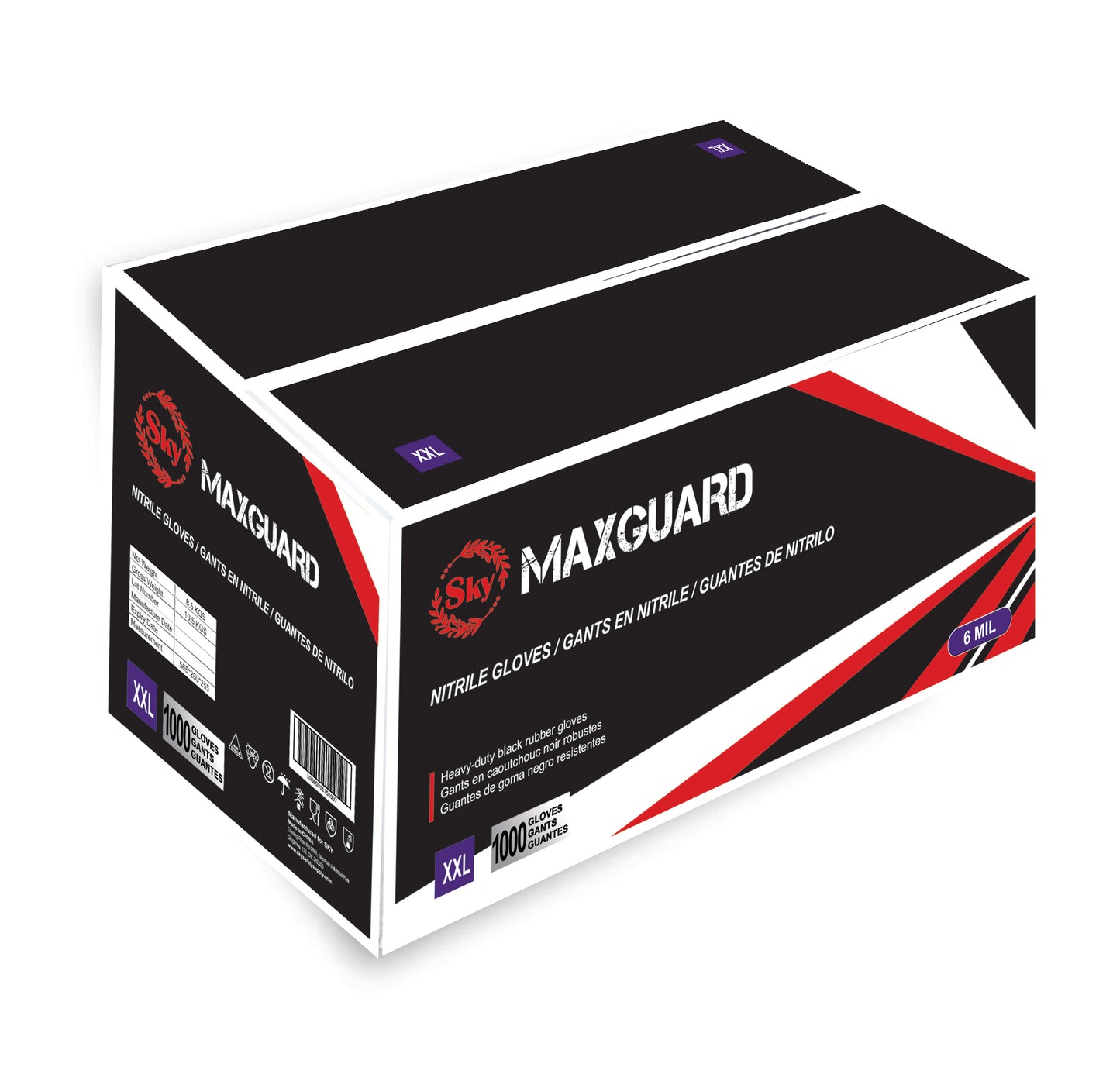 SKY MAXGUARD Black Examination Nitrile Gloves (6MIL)