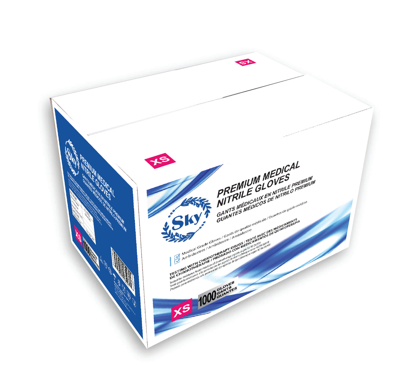 SKY PREMIUM Blue Nitrile Examination Gloves (3.5 MIL)