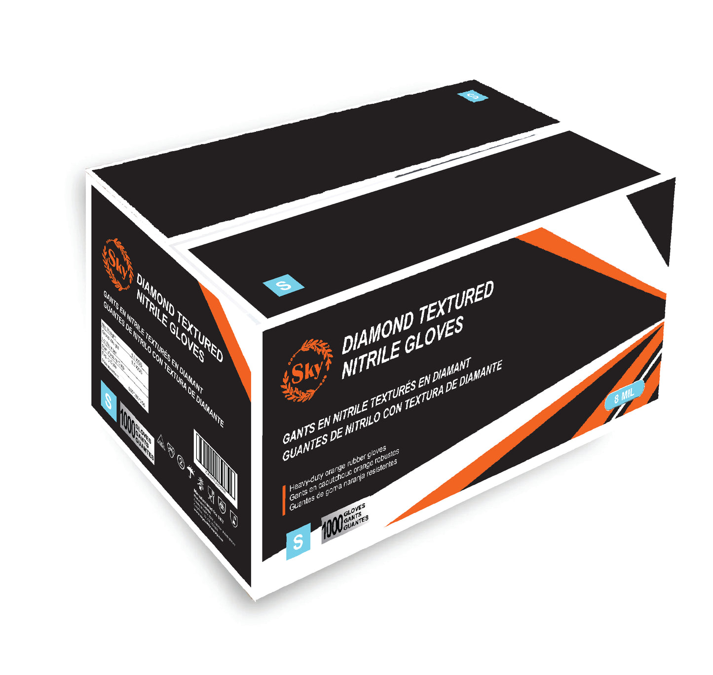 SKY DIAMOND Orange Grip Industrial Nitrile Gloves (8MIL)