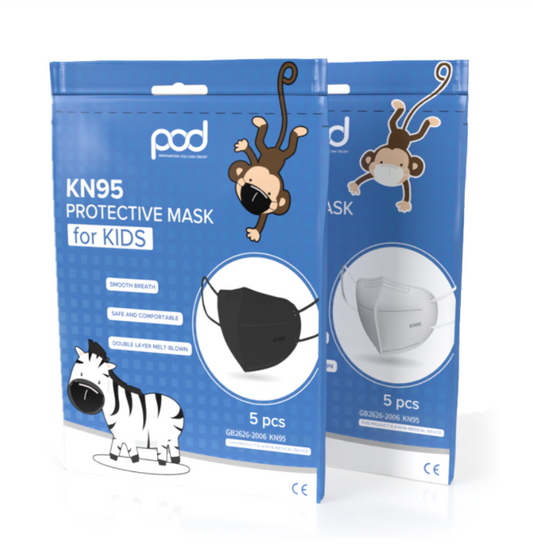 POD KN95 Kids Face Masks, Black, 50 pcs